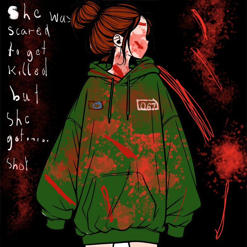 realistic girl with a oversized sweatshirt on and a bun