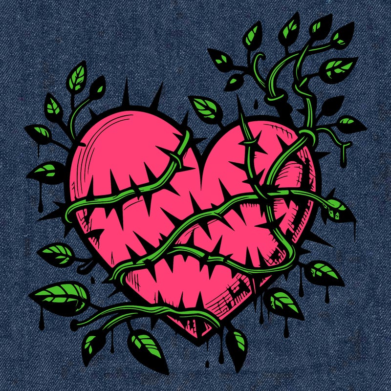 heart with vines and needles