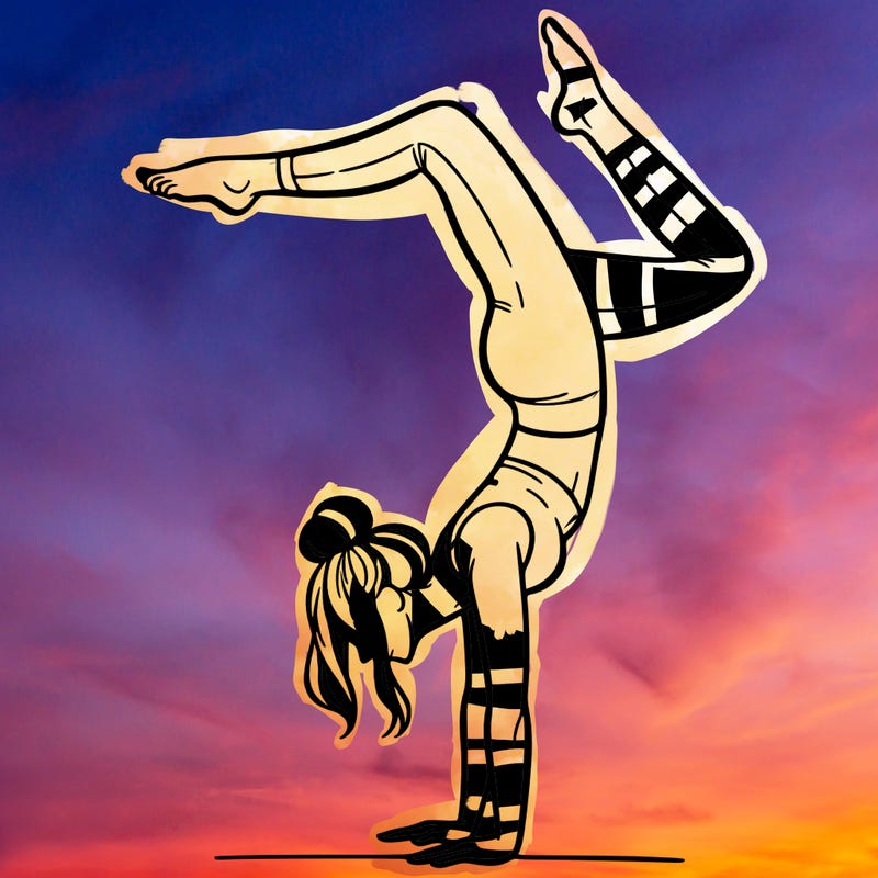 a woman doing a handstand