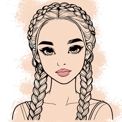 realistic girl with braids