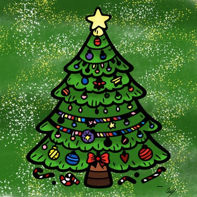 christmas tree with lots of details