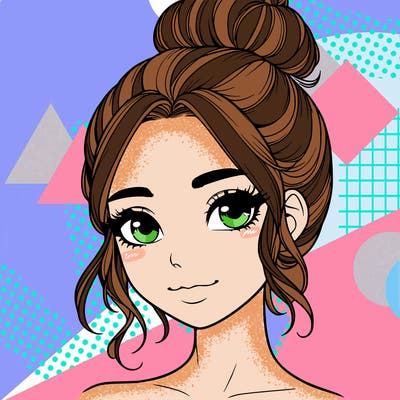 realistic pretty girl with hair in bun