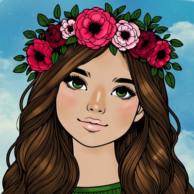 realistic girl with flower crown