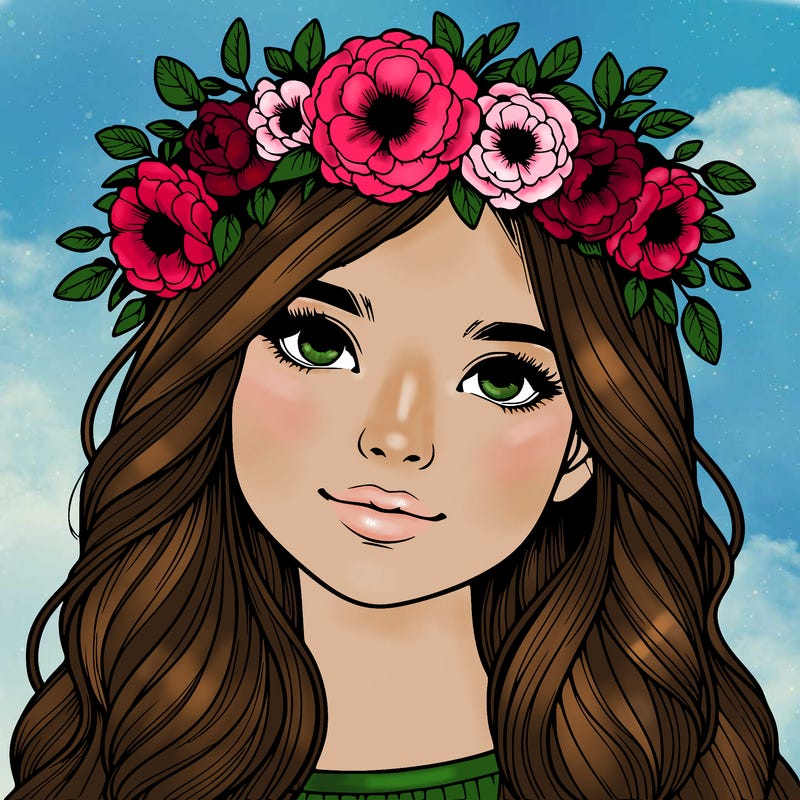 realistic girl with flower crown