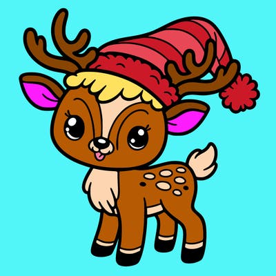 christmas reindeer with santa hat