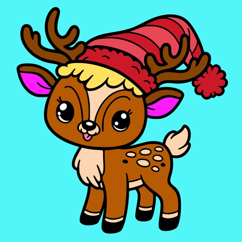 christmas reindeer with santa hat