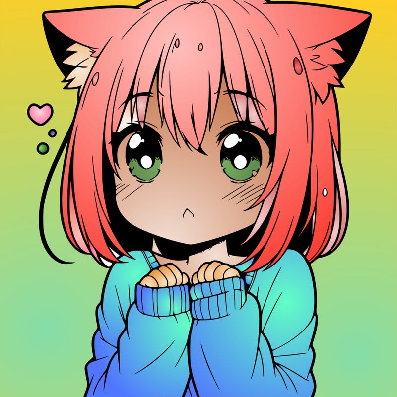 shy anime catgirl