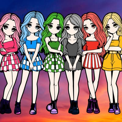 a group of girls realistic