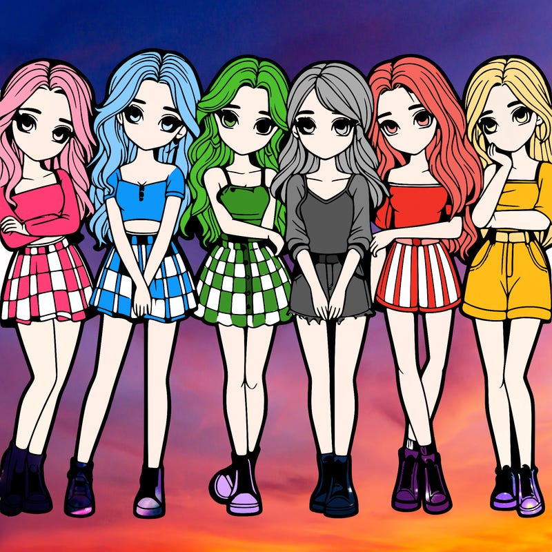 a group of girls realistic