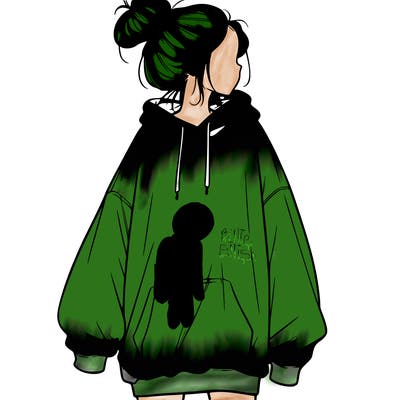 realistic girl with a oversized sweatshirt on and a bun
