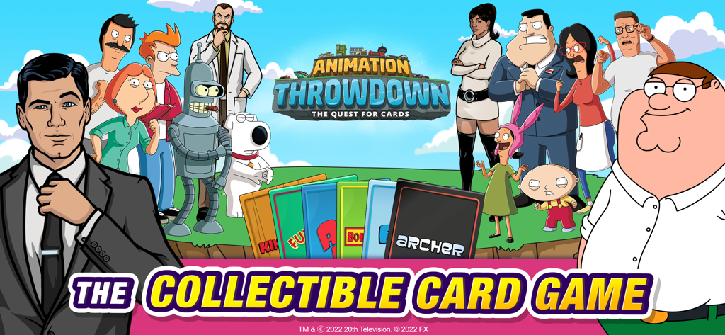 Animation Throwdown: CCG - Animation Throwdown CCG Banner mit Charakteren aus Family Guy, Futurama, Archer und mehr