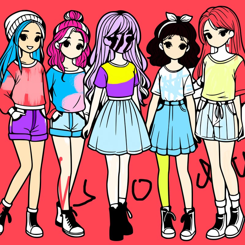 a group of five girls