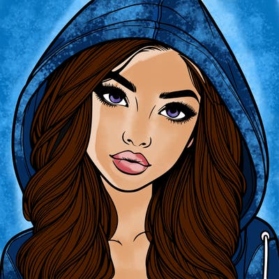 realistic beautiful girl with a hood on