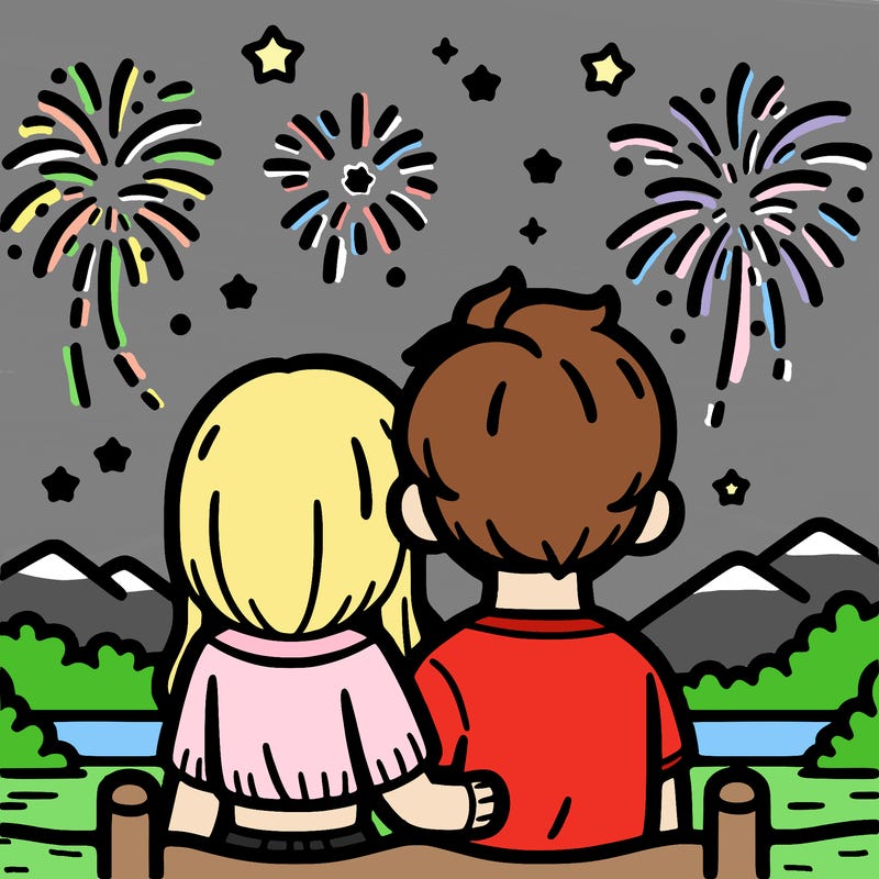 couple watching fireworks