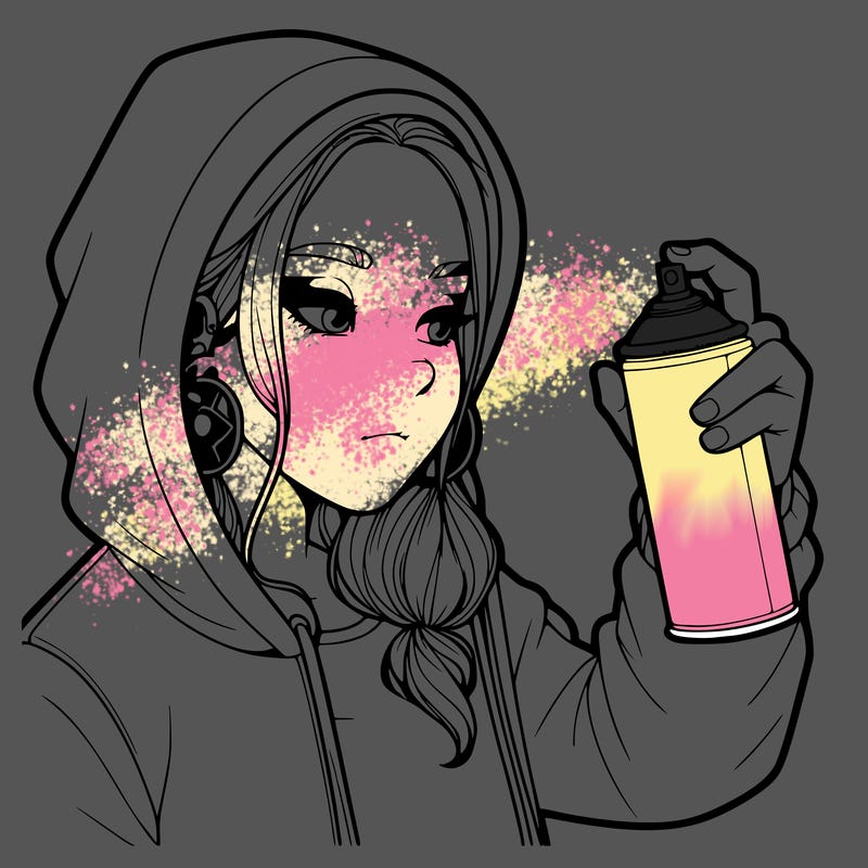 a realistic girl, spray painting