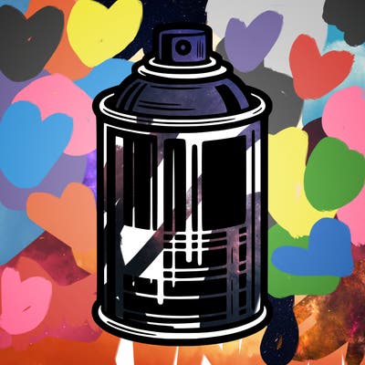 paint spraycan in linocut