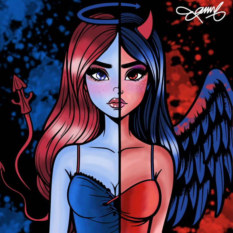 devil vs angel realistic girl