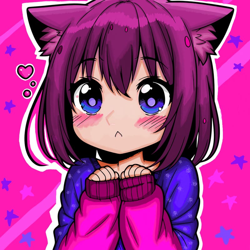 shy anime catgirl