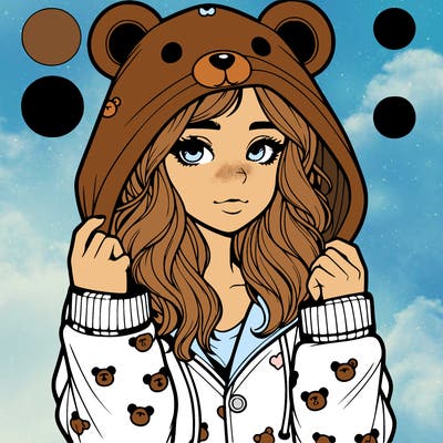 realistic girl in a animal pjs hoodie