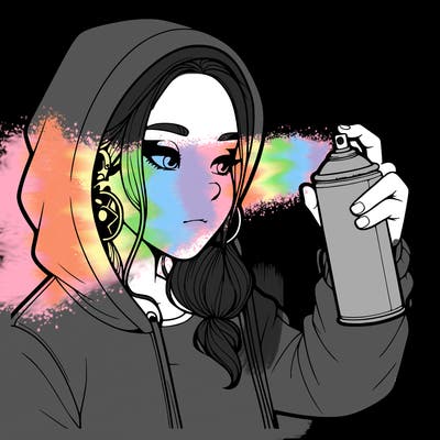 a realistic girl, spray painting