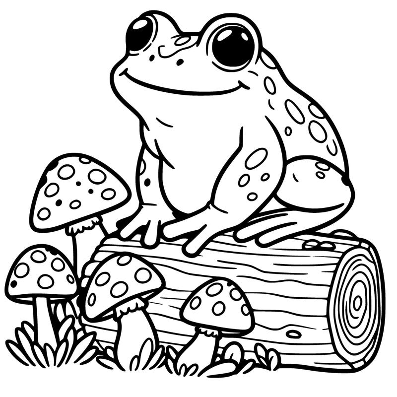 frog with mushrooms