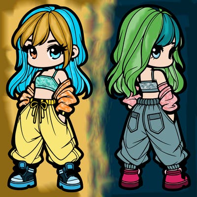 girl in crop top and baggy pants