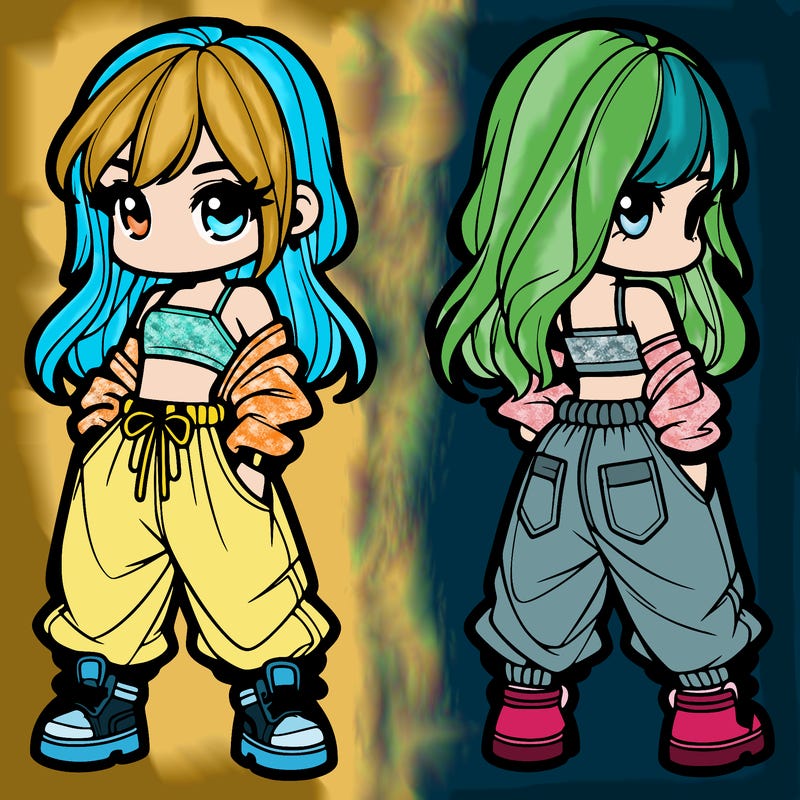 girl in crop top and baggy pants