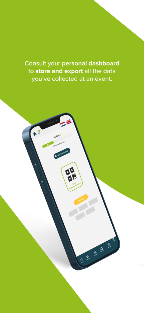 YDEM mobile app dashboard showing QR code scanning feature for trade show data