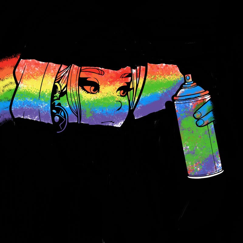 a realistic girl, spray painting