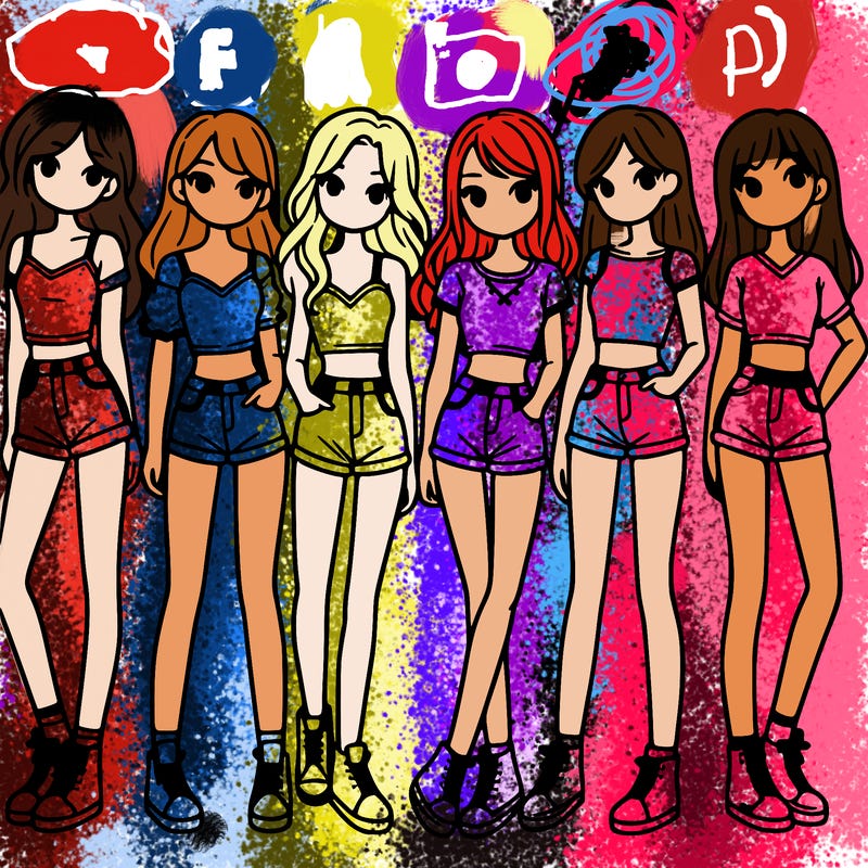 a group of girls wearing crop tops and shorts