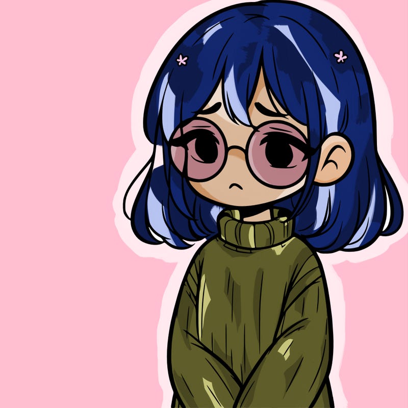 sad girl with glasses in a sweater