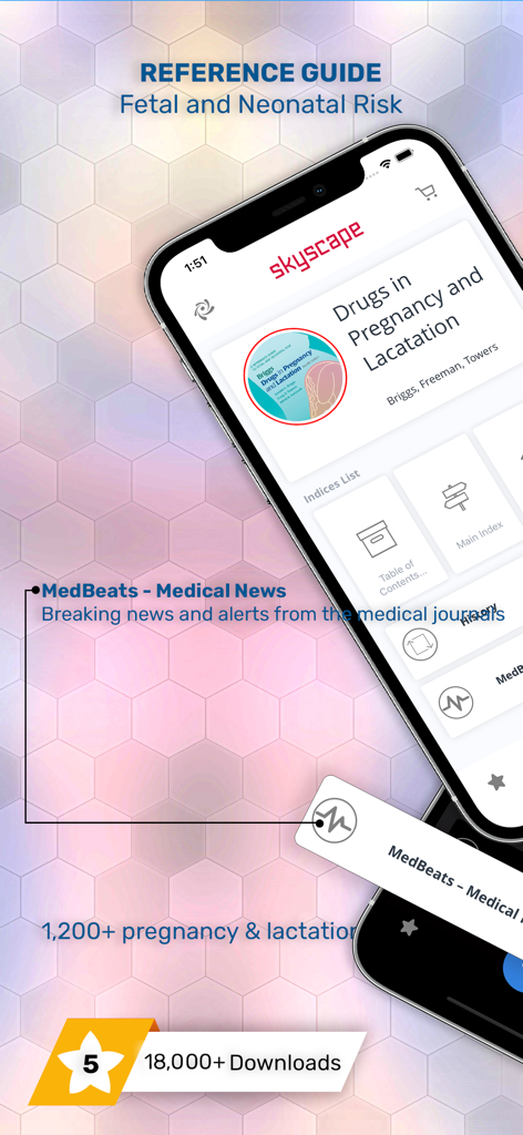 Drugs in Pregnancy Lactation - Captura de tela do aplicativo médico móvel Medicamentos na Gravidez e Lactação mostrando guias de referência clínica e recursos de notícias.