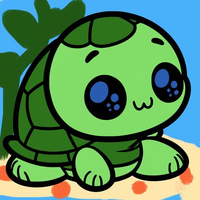 cute little animated turtle