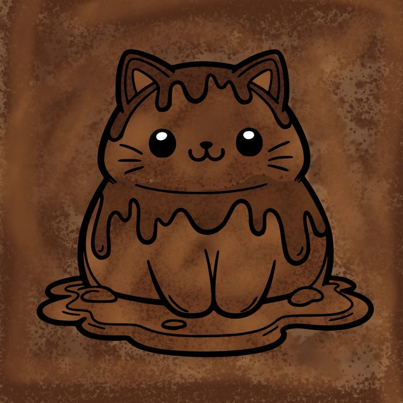 a cat made of chocolate syrup