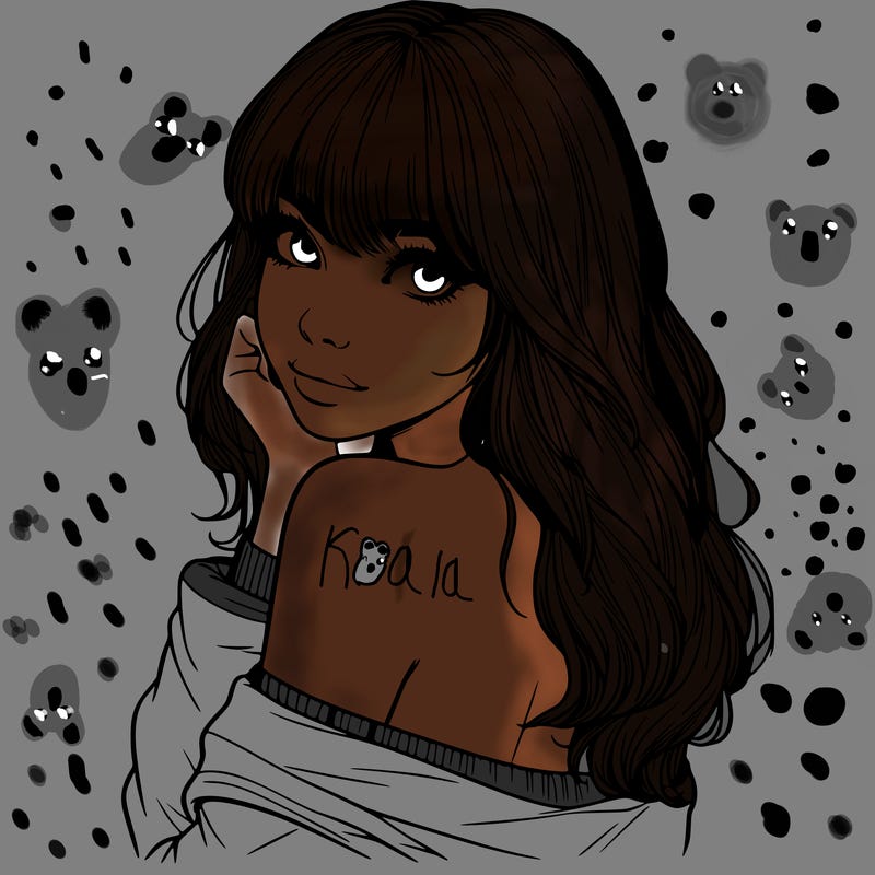 realistic girl with bangs looking over her shoulder