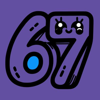 the numbers 67