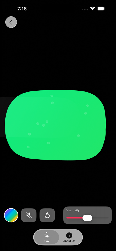 Sensory Slimes - Interface de slime vert numérique avec curseur de viscosité et contrôles sensoriels