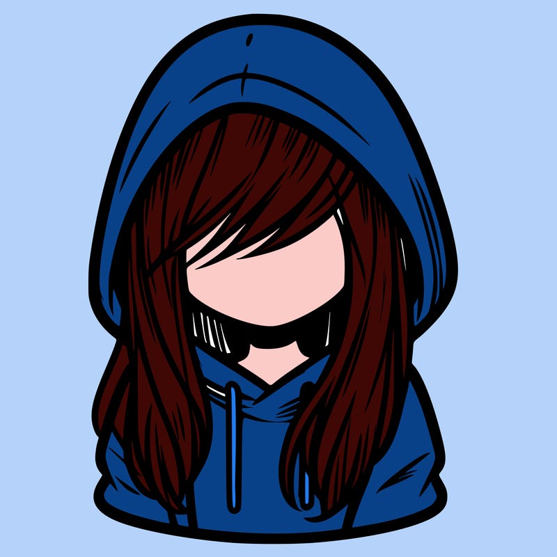 girl with hair covering her face and wearing a hoodie