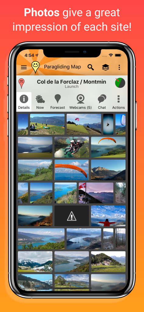 Paragliding Map - Photo gallery of a paragliding launch site within the mobile app interface
