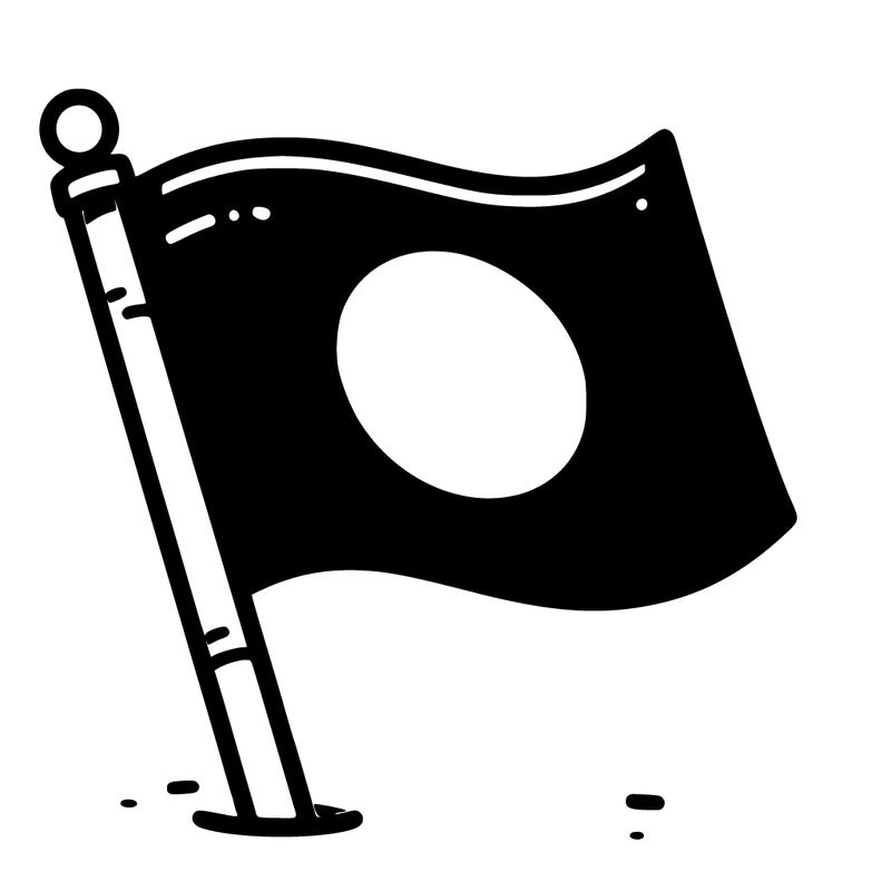 a red flag with a white circle