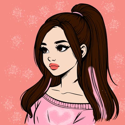 realistic girl with a high ponytail