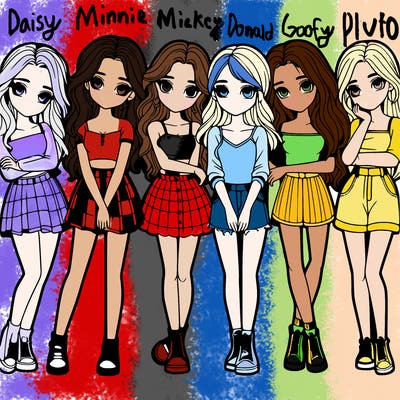 a group of girls realistic