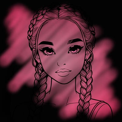 realistic girl with braids
