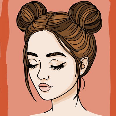 woman with hair buns