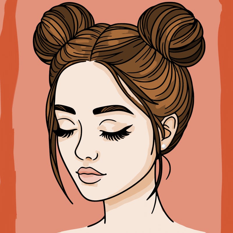 woman with hair buns