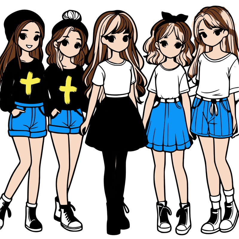 a group of five girls