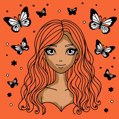 woman with butterfly hair