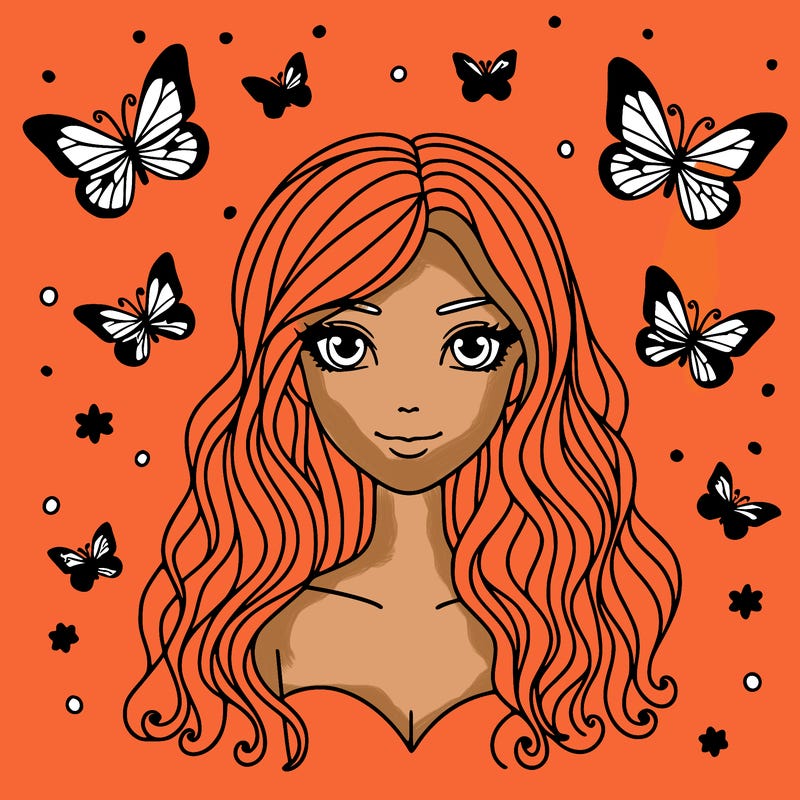 woman with butterfly hair