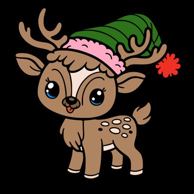 christmas reindeer with santa hat