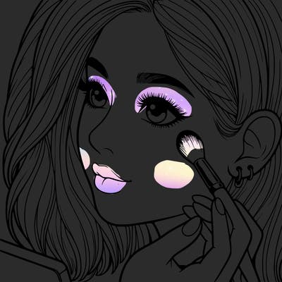 a realistic girl doing her makeup